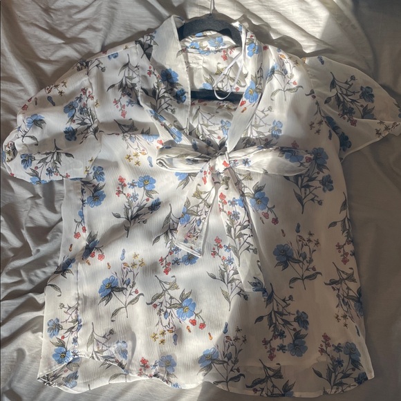 Floral Tie-Front Blouse - Picture 1 of 1